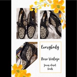 NWT Vintage Everybody design Gianni Ziliotto 7.5 B black leather & leopard